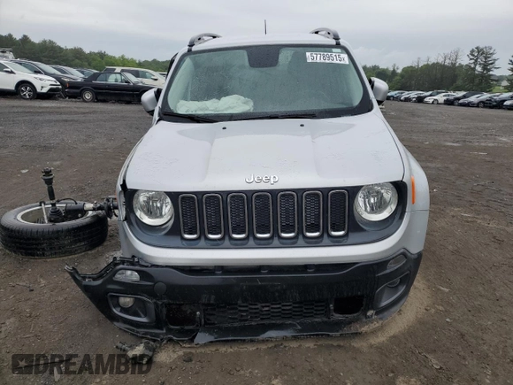 2017 Jeep Renegade Altitude with VIN ZACCJBBB0HPE84035, listed as a Copart auction lot 57789515 with 53,458 mi miles and Salvage title. Bid and sale history available at DreamBid. Image 5.