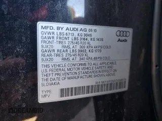 2010 Audi Q7 with VIN WA1WYAFE5AD008076, listed as a Copart auction lot 87142314 with 194,569 mi miles and Non repairable. Bid and sale history available at DreamBid. Image 13.