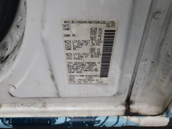 2021 Nissan NV SV with VIN 1N6AF0LY8MN800507, listed as a Copart auction lot 82896564 with 58,295 mi miles and Salvage Title. Bid and sale history available at carsss.com. Image 13.