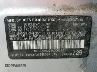 2018 Mitsubishi Mirage ES z VIN ML32A3HJ0JH006245, wystawiony jako Copart lot #54308325 z przebiegiem 101 116 mil mil oraz Czysty tytuł • Clean title. Historia ofert i sprzedaży dostępna na DreamBid. Obrazek 12.