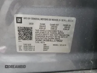 2020 Chevrolet Trax LS z VIN 3GNCJKSB3LL175622, wystawiony jako Copart lot #63316885 z przebiegiem Nie podano mil oraz Szkoda całkowita • Salvage title. Historia ofert i sprzedaży dostępna na DreamBid. Obrazek 13.