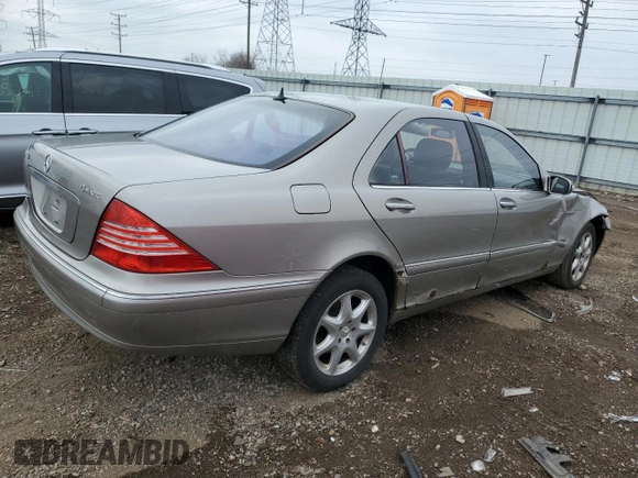 2004 Mercedes-Benz S 430 with VIN WDBNG83J04A430307, listed as a Copart auction lot 52566765 with 169,194 mi miles and Salvage Title. Bid and sale history available at DreamBid. Image 3.