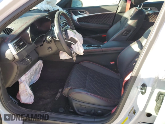 2022 Genesis G70 3.3T with VIN KMTG54TE0NU084403, listed as a Copart auction lot 79113114 with 19,173 mi miles and Salvage Title. Bid and sale history available at DreamBid. Image 7.