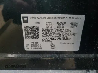2021 Chevrolet Equinox LT z VIN 3GNAXUEV3ML307822, wystawiony jako Copart lot #57339915 z przebiegiem 44 500 mil mil oraz Szkoda całkowita • Salvage title. Historia ofert i sprzedaży dostępna na DreamBid. Obrazek 14.