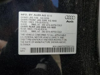 2012 Audi Q7 3.0L TDI Premium Plus with VIN WA1LMAFE3CD007204, listed as a Copart auction lot 50370865 with 167,740 mi miles and Clean Title. Bid and sale history available at carsss.com. Image 13.