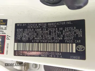 2015 Toyota Camry XLE with VIN 4T1BF1FK6FU497591, listed as a IAAI auction lot 41882658 with 149,394 mi miles and . Bid and sale history available at DreamBid. Image 9.