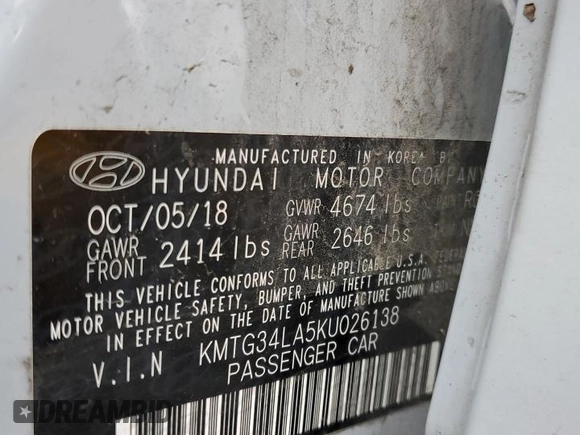 2019 Genesis G70 Advanced with VIN KMTG34LA5KU026138, listed as a Copart auction lot 81159054 with 99,964 mi miles and Salvage Title. Bid and sale history available at DreamBid. Image 14.