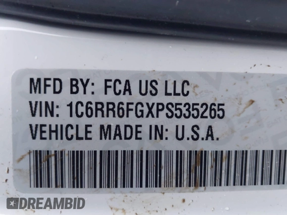2023 Ram 1500 Tradesman with VIN 1C6RR6FGXPS535265, listed as a IAAI auction lot 41474268 with 10,989 mi miles and . Bid and sale history available at DreamBid. Image 9.