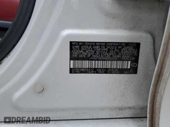 2022 Lexus IS 350 F Sport with VIN JTHGZ1B20N5050205, listed as a Copart auction lot 54774545 with 65,074 mi miles and Salvage title. Bid and sale history available at DreamBid. Image 13.