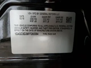 2015 Buick LaCrosse Leather with VIN 1G4GC5G36FF265364, listed as a Copart auction lot 84649704 with 99,157 mi miles and Salvage Title. Bid and sale history available at carsss.com. Image 13.