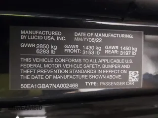 2022 Lucid Air Grand Touring with VIN 50EA1GBA7NA002468, listed as a IAAI auction lot 41649694 with 16,972 mi miles. Bid and sale history available at carsss.com. Image 9.
