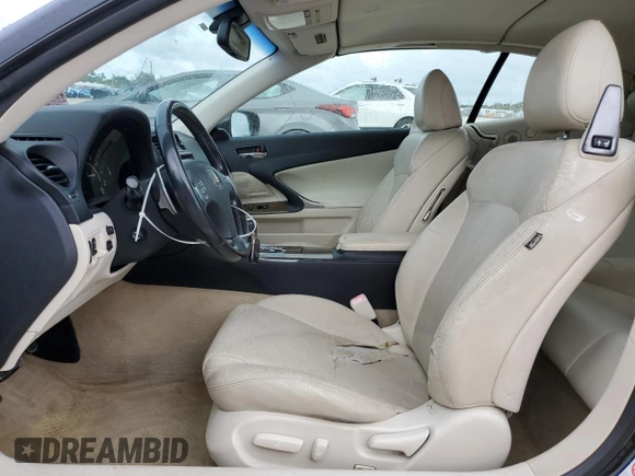 2010 Lexus IS 250 C with VIN JTHFF2C22A2502479, listed as a Copart auction lot 63217475 with 124,240 mi miles and Salvage title. Bid and sale history available at DreamBid. Image 7.