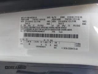 2024 Ford Transit Cargo with VIN 1FTBR2C82RKA94637, listed as a IAAI auction lot 41829528 with 16,901 mi miles and . Bid and sale history available at DreamBid. Image 9.