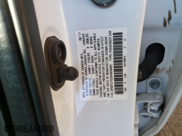 2017 Honda Civic EX-T with VIN 2HGFC1F32HH656492, listed as a Copart auction lot 47527565 with 81,229 mi miles and Salvage Title. Bid and sale history available at carsss.com. Image 14.