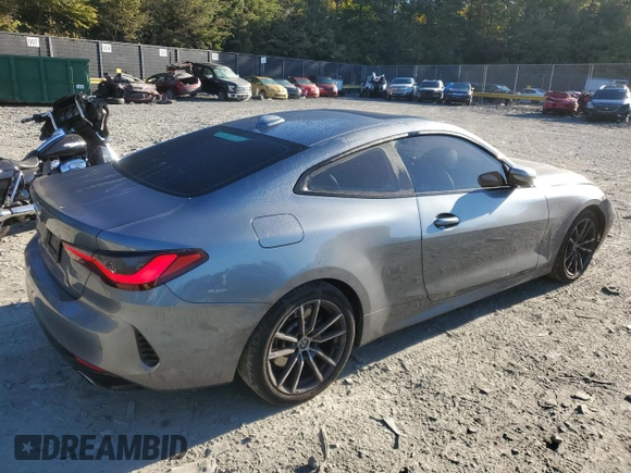 2021 BMW 4 Series 430i xDrive with VIN WBA73AP06MCH04967, listed as a Copart auction lot 76239894 with 53,224 mi miles and Salvage Title. Bid and sale history available at carsss.com. Image 3.