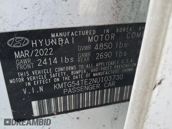 2022 Genesis G70 3.3T z VIN KMTG54TE2NU103730, wystawiony jako Copart lot #87601785 z przebiegiem 39 351 mil mil oraz Szkoda całkowita • Salvage title. Historia ofert i sprzedaży dostępna na DreamBid. Obrazek 15.
