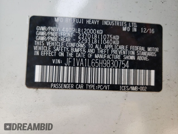 2017 Subaru WRX Limited with VIN JF1VA1L65H9830754, listed as a Copart auction lot 44720675 with 0 mi miles and Salvage Title. Bid and sale history available at carsss.com. Image 14.