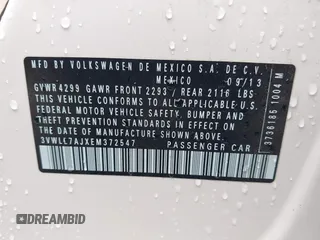 2014 Volkswagen Jetta TDI w/Premium with VIN 3VWLL7AJXEM372547, listed as a IAAI auction lot 42320105 with 113,200 mi miles and . Bid and sale history available at DreamBid. Image 9.