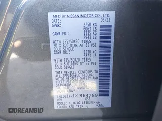 2023 Infiniti QX60 Luxe with VIN 5N1DL1FR1PC364789, listed as a IAAI auction lot 41833310 with 18,655 mi miles and . Bid and sale history available at DreamBid. Image 9.
