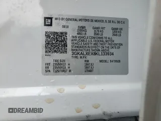 2019 GMC Terrain Denali with VIN 3GKALXEX8KL133934, listed as a Copart auction lot 58177705 with 48,105 mi miles and Salvage title. Bid and sale history available at DreamBid. Image 13.