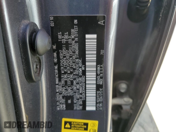 2010 Toyota Highlander with VIN 5TDZK3EH4AS010062, listed as a Copart auction lot 62936505 with 320,201 mi miles and Salvage title. Bid and sale history available at DreamBid. Image 14.
