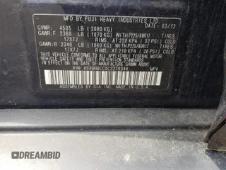 2012 Subaru Outback Prem with VIN 4S4BRBCC0C3270344, listed as a Copart auction lot 59757365 with 179,393 mi miles and Clean title. Bid and sale history available at DreamBid. Image 13.
