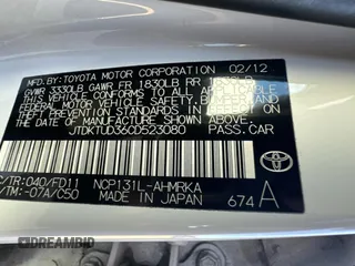 2012 Toyota Yaris L with VIN JTDKTUD36CD523080, listed as a Copart auction lot 83858744 with 134,041 mi miles and Clean Title. Bid and sale history available at carsss.com. Image 10.