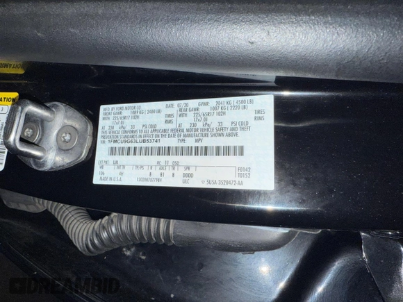2020 Ford Escape SE с VIN 1FMCU9G63LUB53741, выставлен на аукционе Copart как лот 62328685 с пробегом 176 070 миль миль и Чистый • Clean title. История ставок и продаж доступна на DreamBid. Изображение 10.