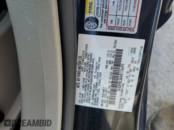 2010 Ford Fusion Hybrid z VIN 3FADP0L36AR176691, wystawiony jako Copart lot #61957685 z przebiegiem 105 452 mil mil oraz Czysty tytuł • Clean title. Historia ofert i sprzedaży dostępna na DreamBid. Obrazek 12.