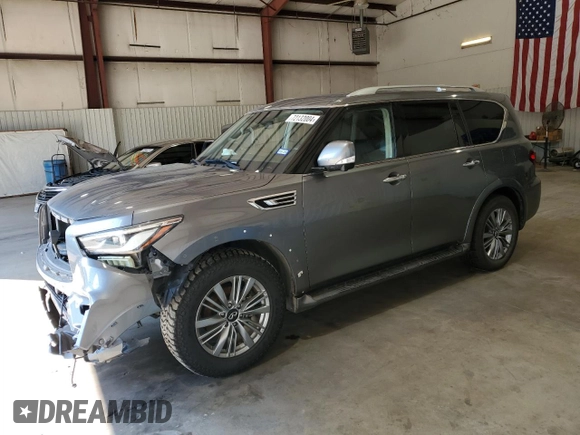 2021 Infiniti QX80 LUXE with VIN JN8AZ2AF2M9719037, listed as a Copart auction lot 72132004 with 105,755 mi miles and Salvage Title. Bid and sale history available at carsss.com. Image 1.