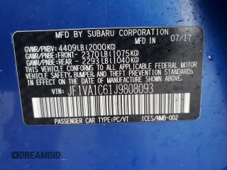 2018 Subaru WRX Premium with VIN JF1VA1C61J9808093, listed as a Copart auction lot 49093895 with 47,588 mi miles and Salvage Title. Bid and sale history available at carsss.com. Image 12.