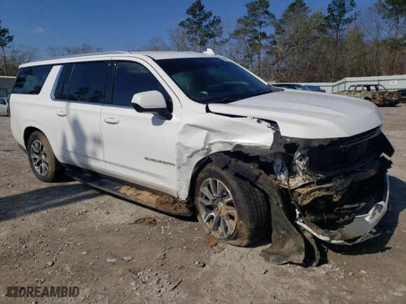 2021 Chevrolet Suburban LT with VIN 1GNSCCKD0MR431237, listed as a Copart auction lot 46047225 with 57,051 mi miles and Salvage Title. Bid and sale history available at carsss.com. Image 4.
