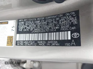 2006 Toyota Prius z VIN JTDKB20U067517414, wystawiony jako IAAI lot #42251158 z przebiegiem 233 266 mil mil oraz . Historia ofert i sprzedaży dostępna na DreamBid. Obrazek 9.