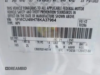 2008 Ford Escape Hybrid with VIN 1FMCU49H78KA37964, listed as a IAAI auction lot 41590572 with 139,830 mi miles and . Bid and sale history available at DreamBid. Image 9.