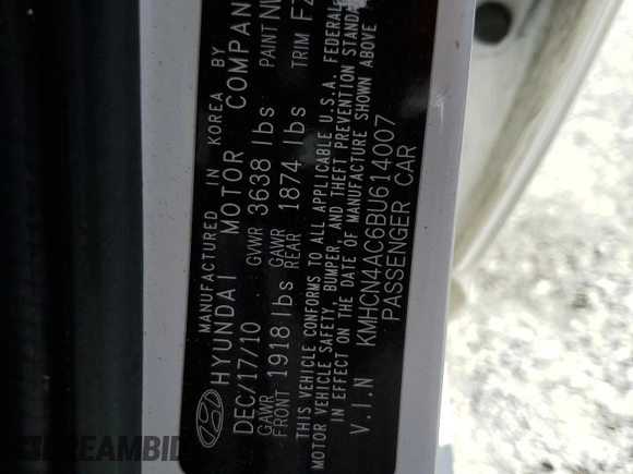 2011 Hyundai Accent GLS z VIN KMHCN4AC6BU614007, wystawiony jako Copart lot #53607545 z przebiegiem 138 593 mil mil oraz Szkoda całkowita • Salvage title. Historia ofert i sprzedaży dostępna na DreamBid. Obrazek 15.