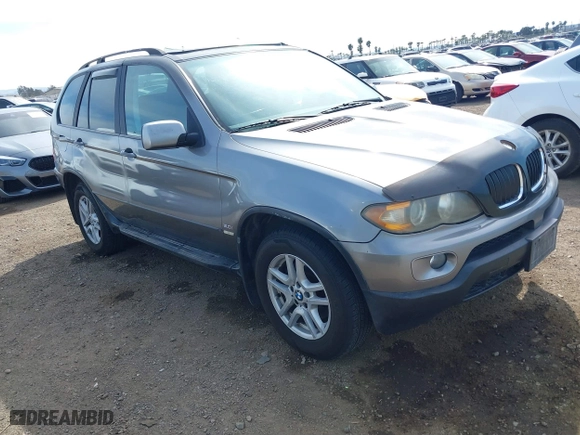 2005 BMW X5 3.0i with VIN 5UXFA13555LY20390, listed as a IAAI auction lot 41903119 with 196,022 mi miles. Bid and sale history available at carsss.com. Image 1.