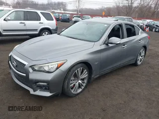 2016 Infiniti Q50 3.0t Red Sport 400 with VIN JN1FV7AR3GM451964, listed as a IAAI auction lot 41715544 with 164,139 mi miles. Bid and sale history available at carsss.com. Image 2.