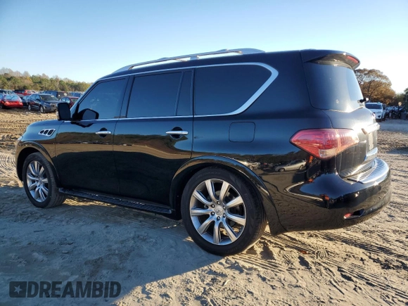 2012 Infiniti QX56 7-passenger with VIN JN8AZ2NE5C9021604, listed as a Copart auction lot 80391754 with 169,913 mi miles and Clean Title. Bid and sale history available at carsss.com. Image 2.