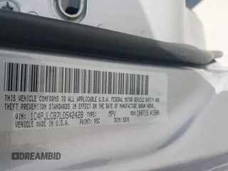 2020 Jeep Cherokee Latitude with VIN 1C4PJLCB7LD542428, listed as a IAAI auction lot 42284729 with 98,111 mi miles and . Bid and sale history available at DreamBid. Image 9.