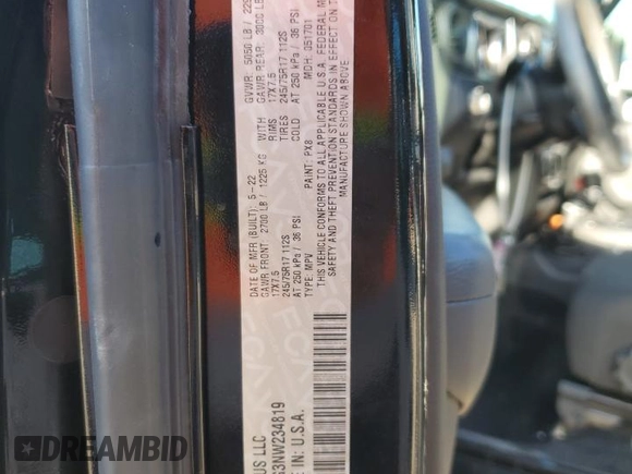 2022 Jeep Wrangler Sport with VIN 1C4HJXAG3NW234819, listed as a Copart auction lot 73094974 with 40,482 mi miles and Non Repairable. Bid and sale history available at DreamBid. Image 13.