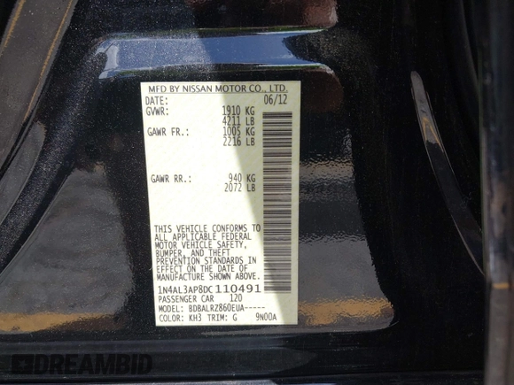 2013 Nissan Altima SV z VIN 1N4AL3AP8DC110491, wystawiony jako IAAI lot #42532009 z przebiegiem 249 033 mil mil oraz . Historia ofert i sprzedaży dostępna na DreamBid. Obrazek 9.