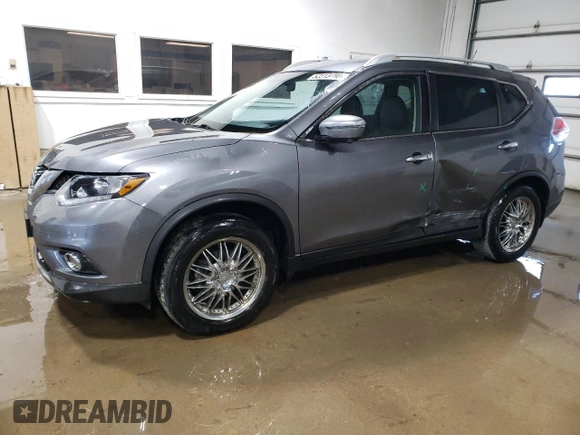 2016 Nissan Rogue S with VIN KNMAT2MV4GP731741, listed as a Copart auction lot 52313485 with 104,478 mi miles and Salvage Title. Bid and sale history available at carsss.com. Image 1.