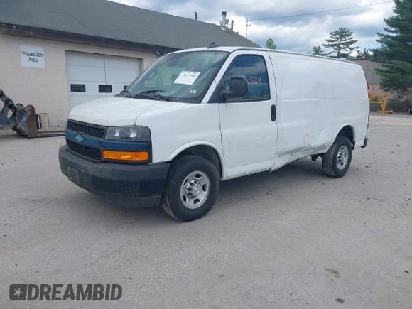 2018 Chevrolet Express Cargo with VIN 1GCWGAFPXJ1174685, listed as a IAAI auction lot 42577588 with 54,673 mi miles and . Bid and sale history available at DreamBid. Image 2.