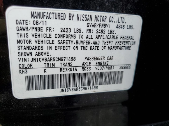 2012 Infiniti G37 x with VIN JN1CV6AR5CM671498, listed as a Copart auction lot 45935715 with 143,138 mi miles and Salvage Title. Bid and sale history available at carsss.com. Image 15.