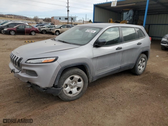 2014 Jeep Cherokee Sport with VIN 1C4PJMAB0EW233111, listed as a Copart auction lot 43188215 with 98,337 mi miles and Salvage Title. Bid and sale history available at carsss.com. Image 1.