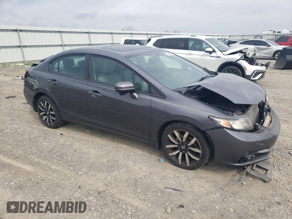2014 Honda Civic EX-L with VIN 19XFB2F90EE079318, listed as a Copart auction lot 53682475 with 104,476 mi miles and Salvage Title. Bid and sale history available at DreamBid. Image 4.