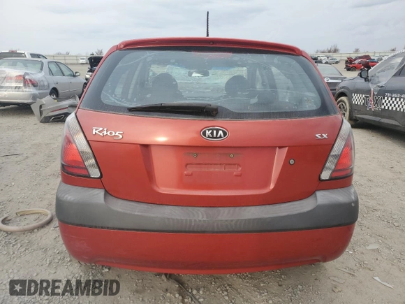 2008 Kia Rio LX with VIN KNADE163X86344872, listed as a Copart auction lot 48530245 with 166,909 mi miles and Salvage Title. Bid and sale history available at carsss.com. Image 6.