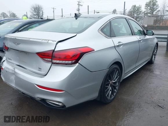 2019 Genesis G80 3.8L with VIN KMTFN4JE5KU327178, listed as a IAAI auction lot 41577373 with 57,032 mi miles. Bid and sale history available at carsss.com. Image 4.