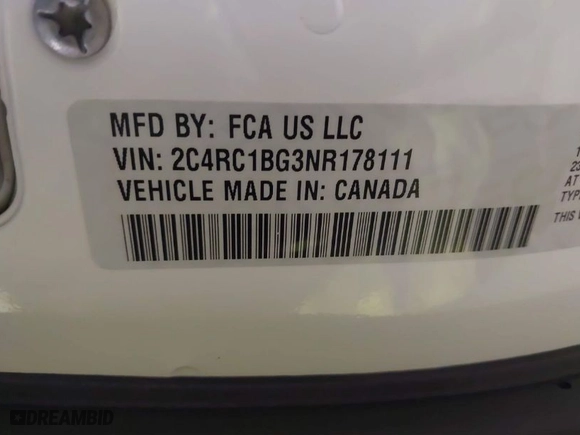 2022 Chrysler Pacifica Touring L with VIN 2C4RC1BG3NR178111, listed as a IAAI auction lot 41572149 with 54,919 mi miles. Bid and sale history available at carsss.com. Image 9.
