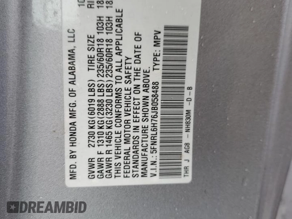 2018 Honda Odyssey EX-L with VIN 5FNRL6H76JB058488, listed as a Copart auction lot 49899815 with 89,831 mi miles and Salvage Title. Bid and sale history available at carsss.com. Image 15.
